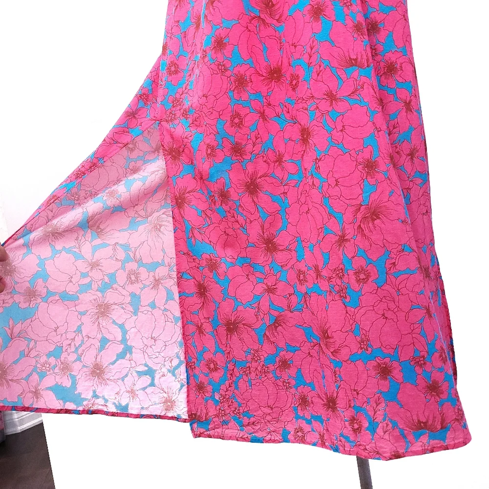 Xirena Barbiecore Adley Floral Halter Vacation Vibrant Colors Maxi Dress - Picture 8 of 15